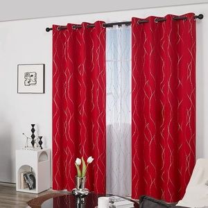 Deconovo Red Blackout Curtains
